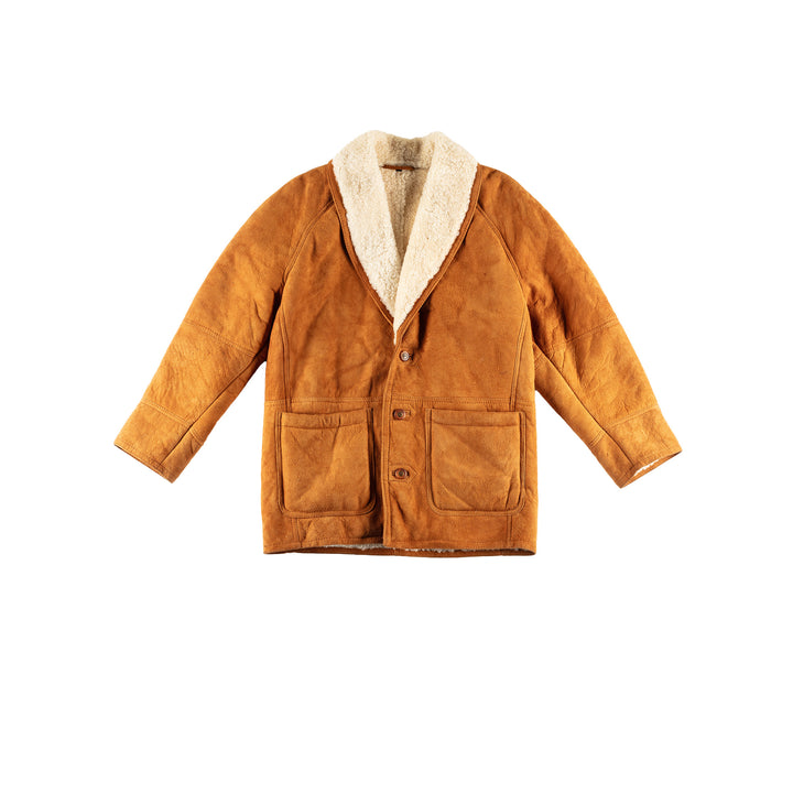 Vintage 80's Men Sheepskin Coat in BrownVN472