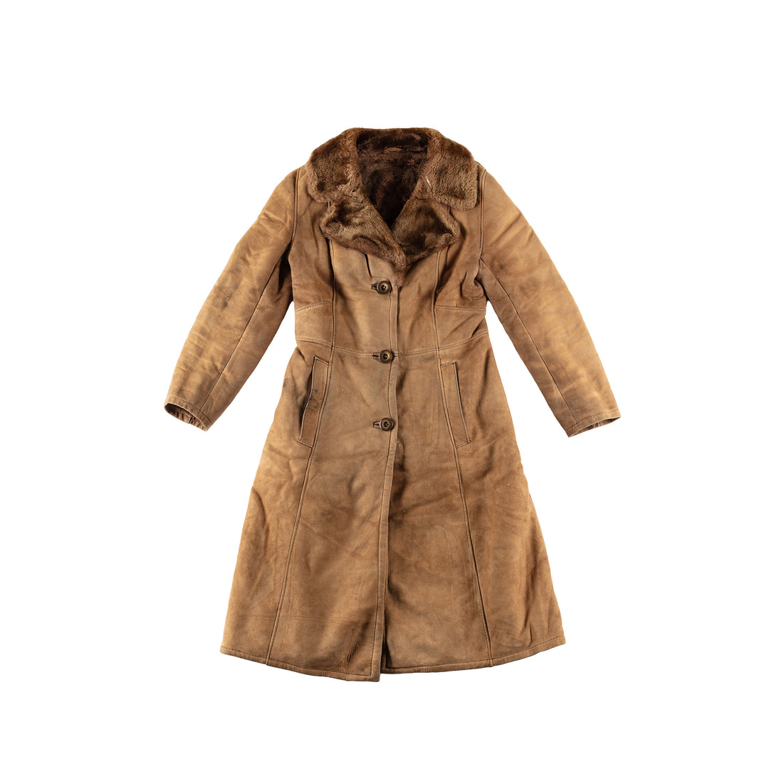 Vintage 70's Women Sheepskin Coat in BrownMN624