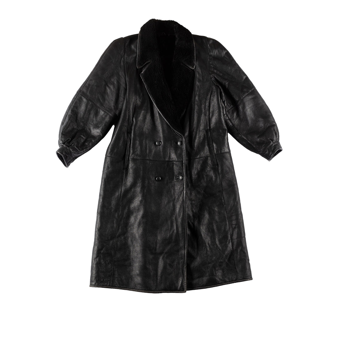 Vintage 80's Women Sheepskin Coat in BlackMN738