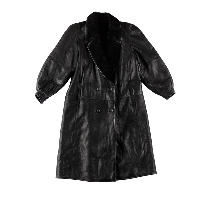 Vintage 80's Women Sheepskin Coat in BlackMN738