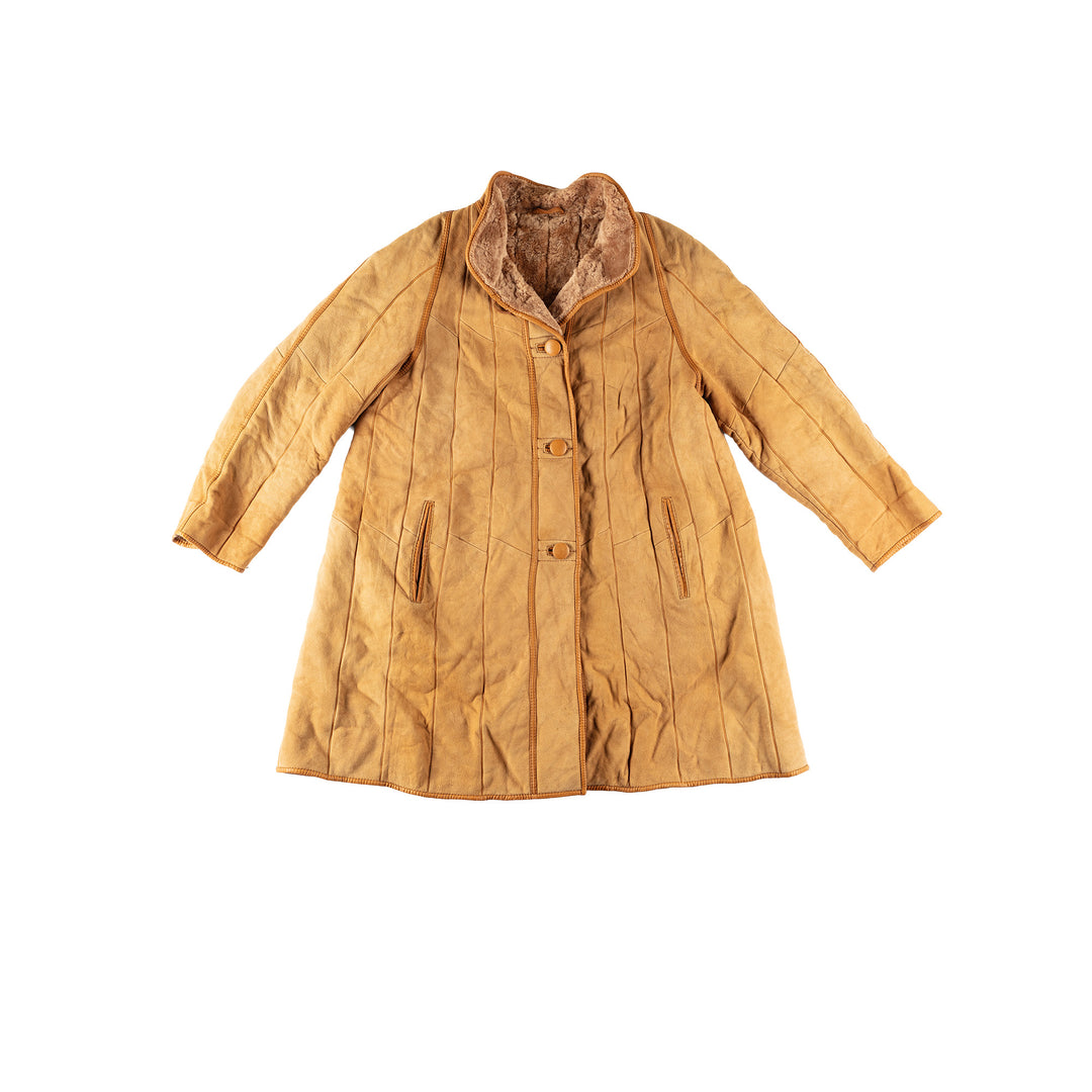 Vintage 80's Women Sheepskin Coat in BrownMN657