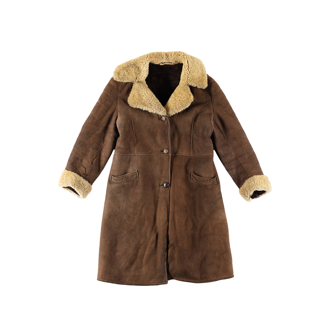 Vintage 70's Women Sheepskin Coat in BrownMN766