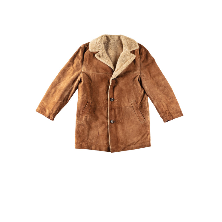 Vintage 80's Men Faux Sheepskin Coat in BrownVN329