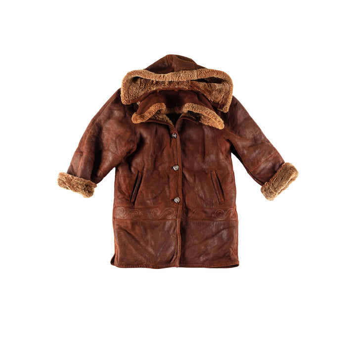 Vintage 80's Women Sheepskin Coat in BrownMN448