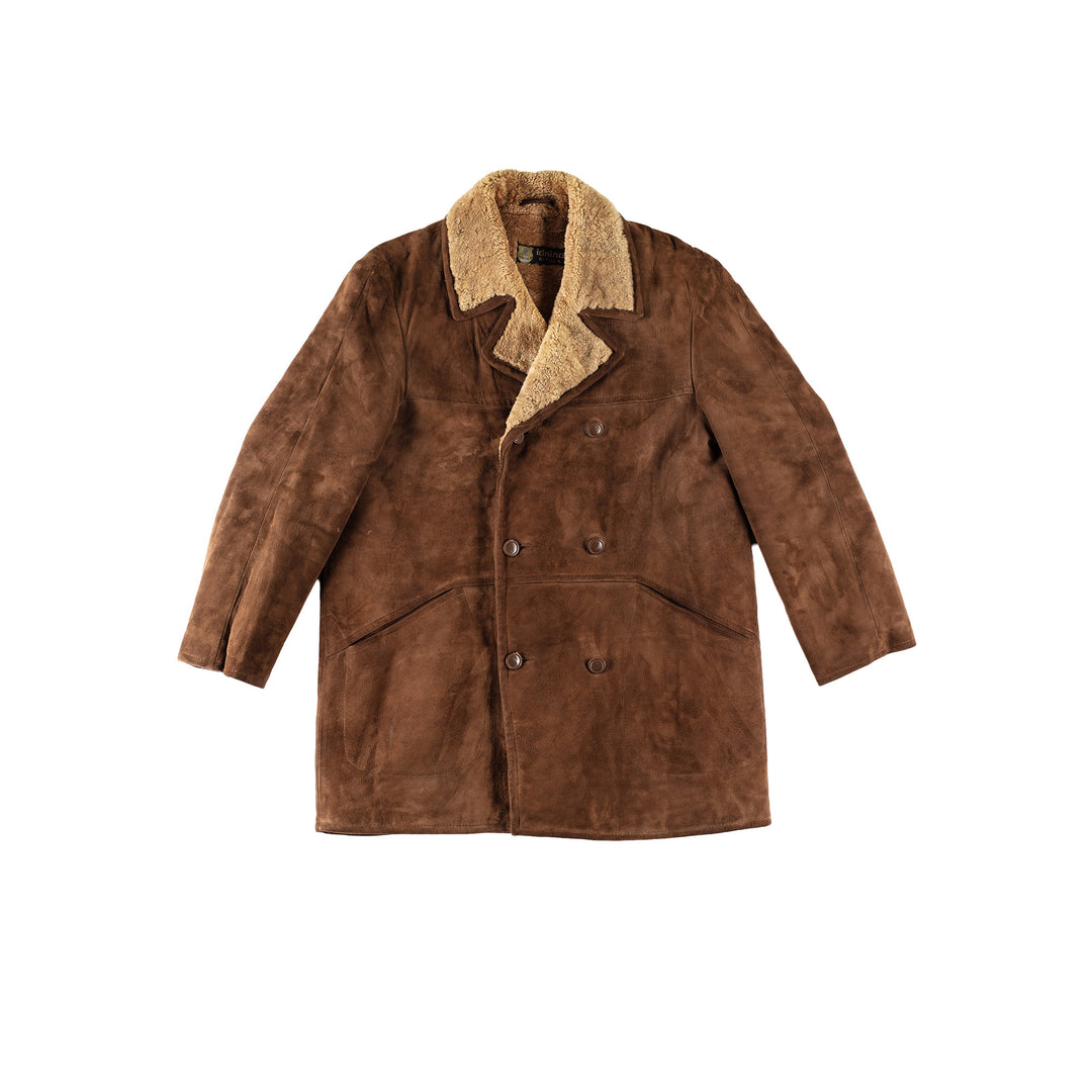 Vintage 80's Men Sheepskin Coat in BrownVN669