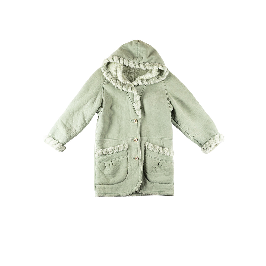 Vintage 80's Women Faux Sheepskin Coat in GreenMN289