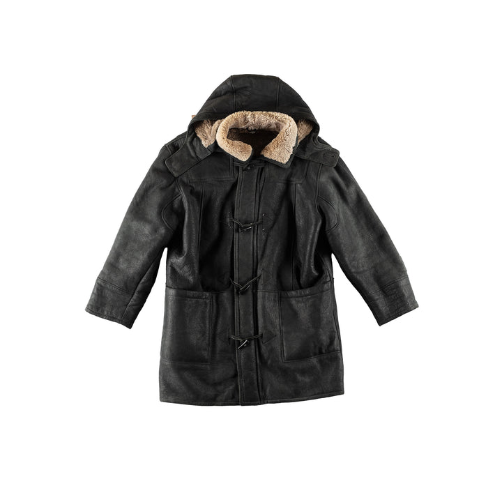 Vintage 80's Men Sheepskin Coat in BlackVN767
