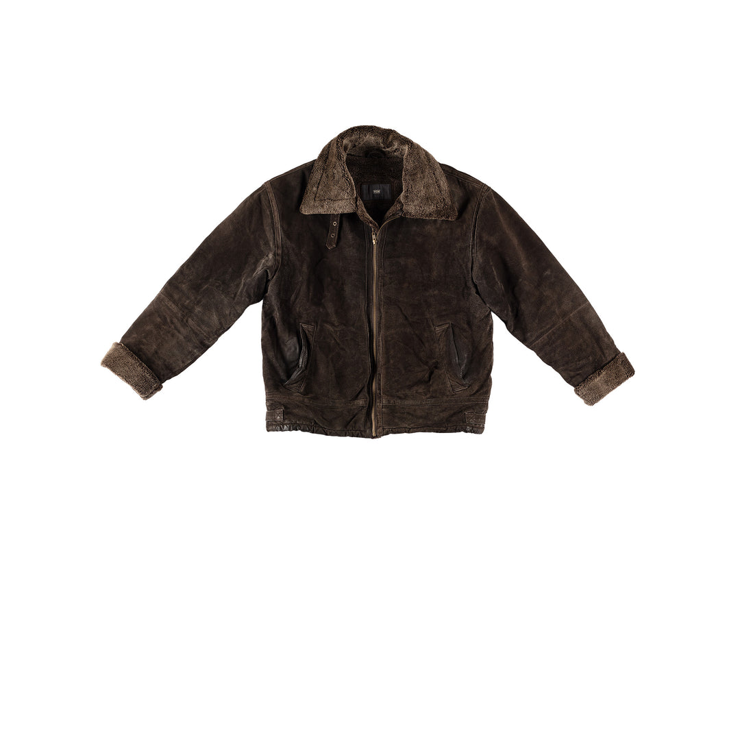 Vintage 80's Men Faux Sheepskin Coat in BrownVN565