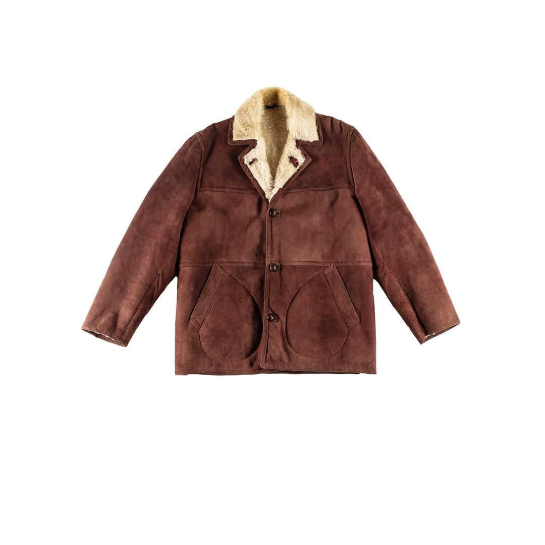 Vintage 70's Men Sheepskin Coat in BrownVN726