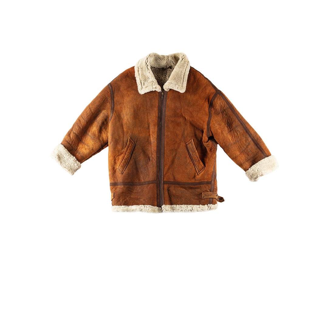 Vintage 80's Women Sheepskin Coat in BrownMN472