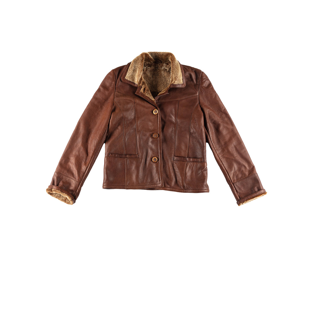 Vintage 70's Women Sheepskin Jacket in BrownMN489