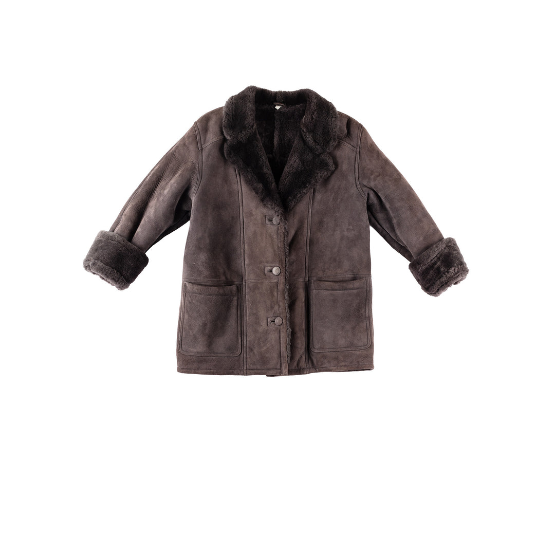 Vintage 80's Women Sheepskin Coat in PurpleMN278