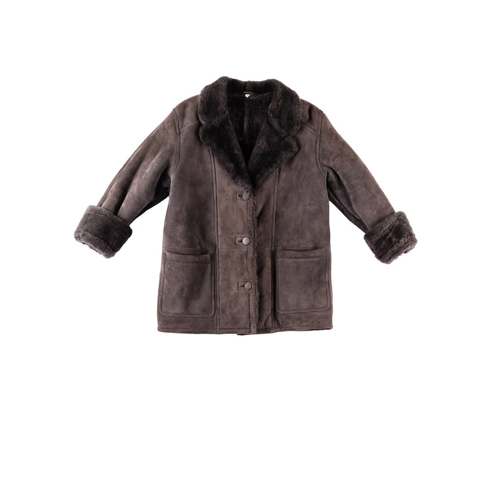 Vintage 80's Women Sheepskin Coat in PurpleMN278