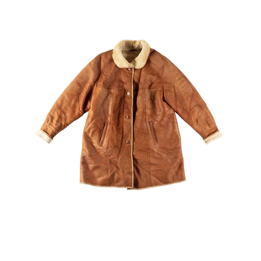Vintage 90's Women Sheepskin Coat in BrownMN608