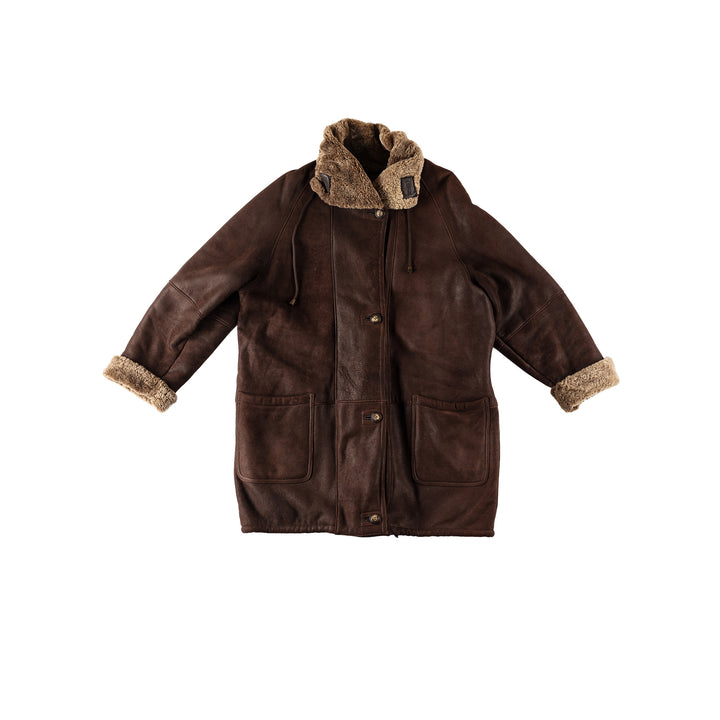 Vintage 80's Women Sheepskin Coat in BrownMN535