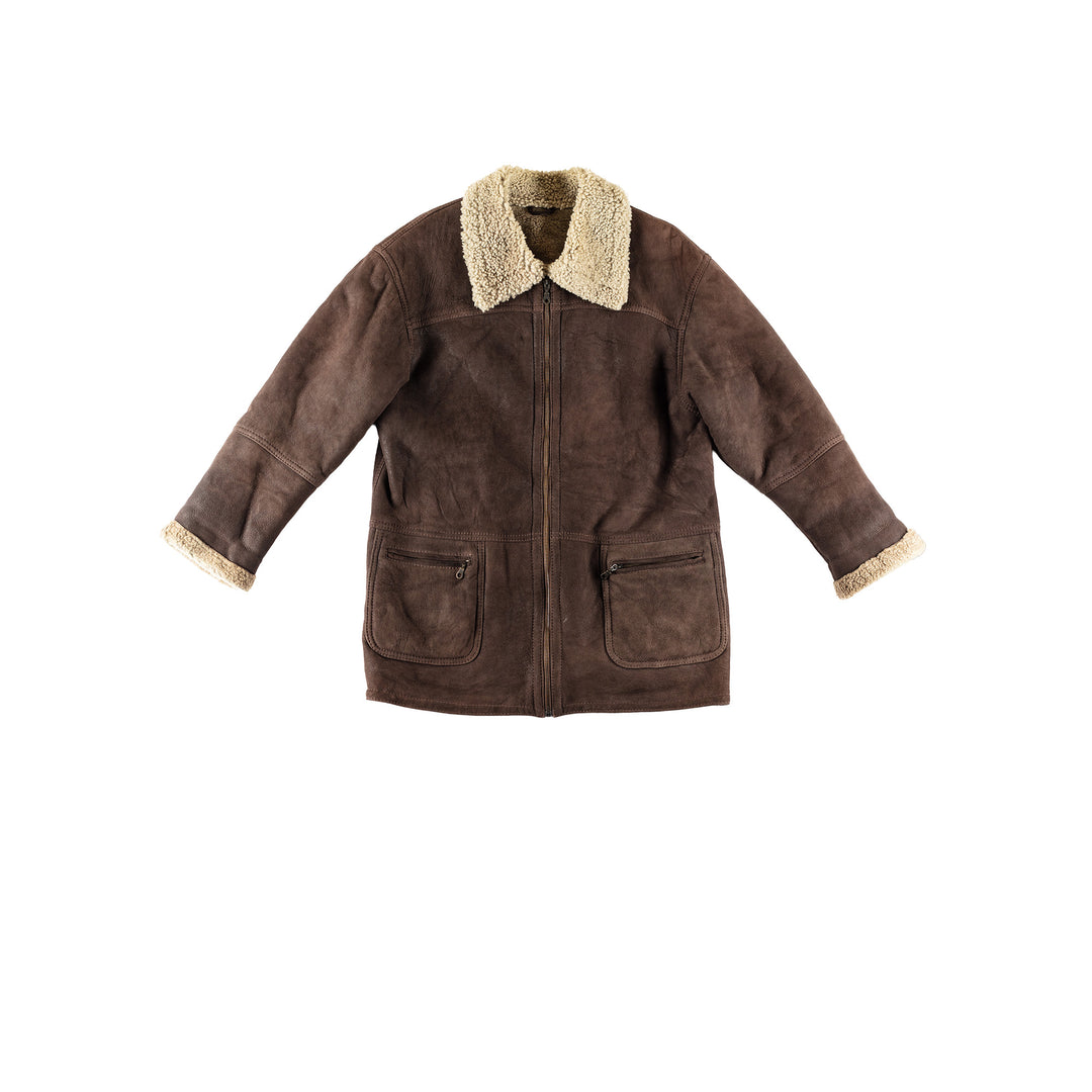 Vintage 80's Men Sheepskin Coat in BrownVN750