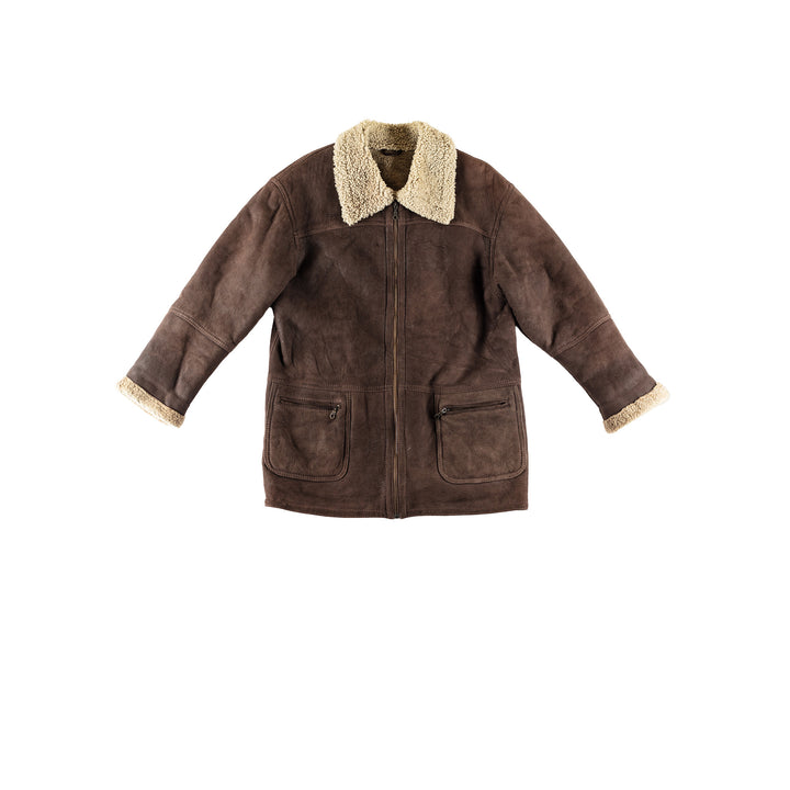 Vintage 80's Men Sheepskin Coat in BrownVN750
