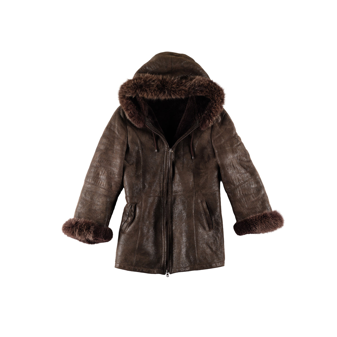 Vintage 70's Women Sheepskin Coat in BrownMN787