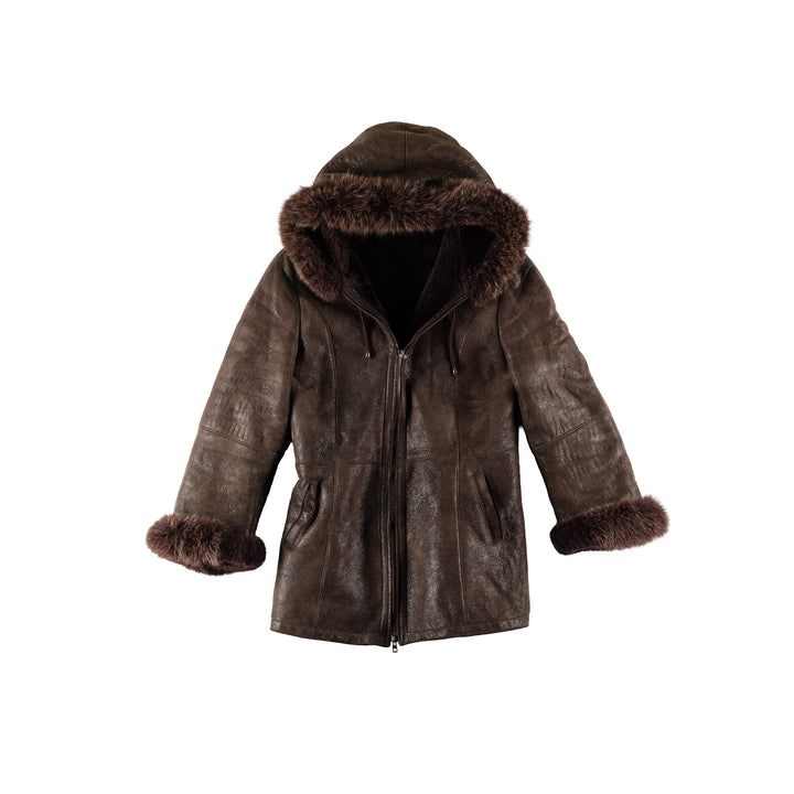 Vintage 70's Women Sheepskin Coat in BrownMN787