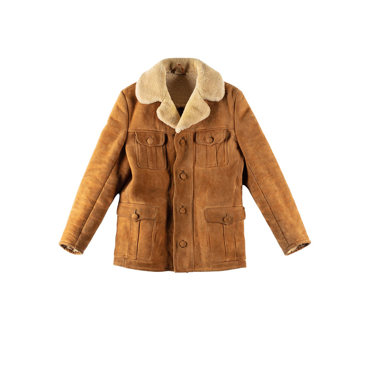 Vintage 70's Men Sheepskin Coat in BrownVN406