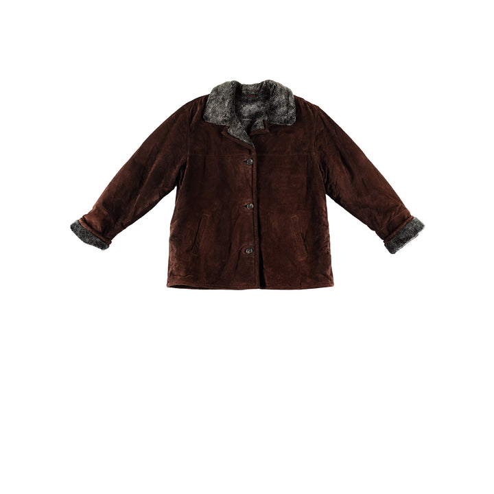 Vintage 80's Women Sheepskin Coat in BrownMN754