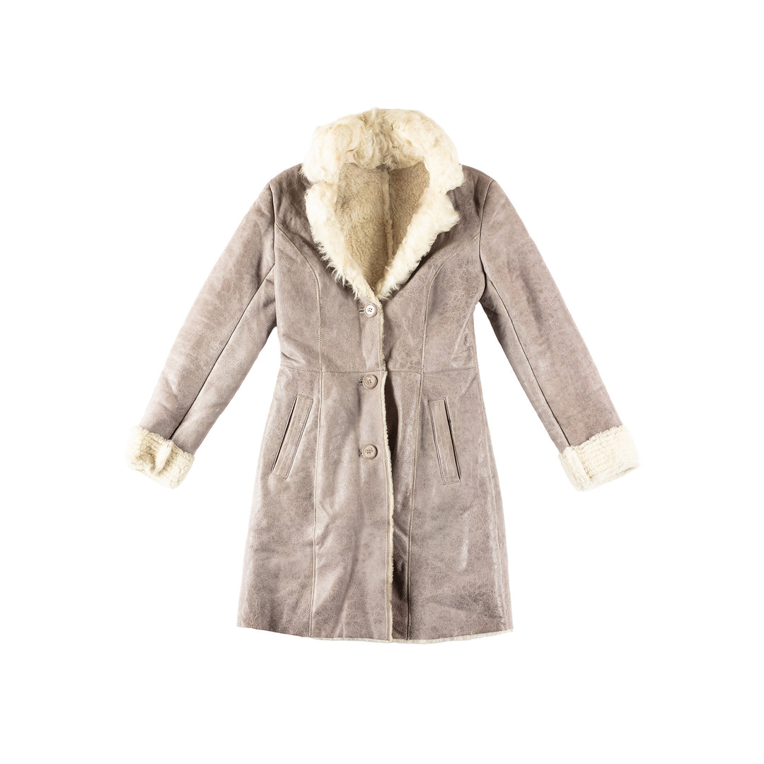 Vintage 70's Women Sheepskin Coat in GrayMN325