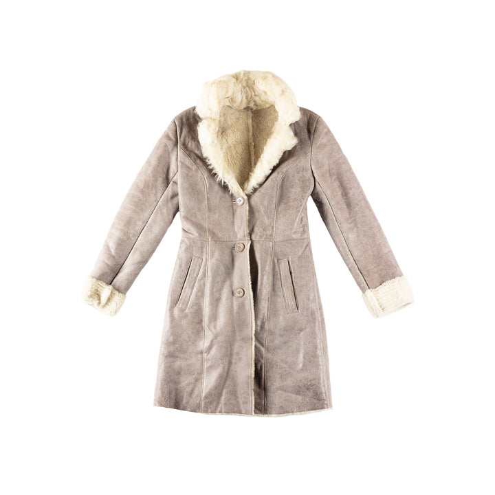 Vintage 70's Women Sheepskin Coat in GrayMN325
