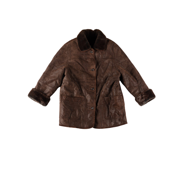 Vintage 90's Women Sheepskin Coat in BrownMN580
