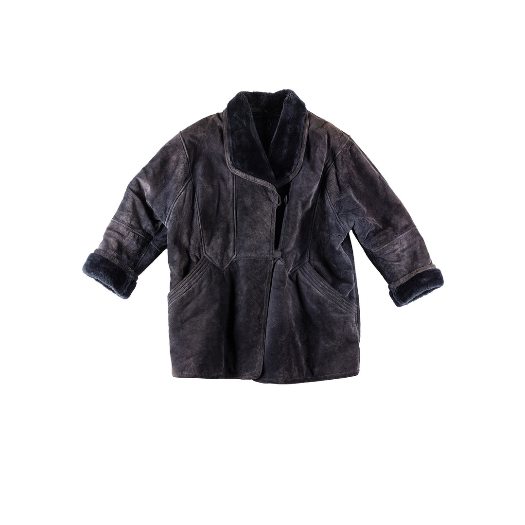Vintage 80's Women Faux Sheepskin Coat in PurpleMN269