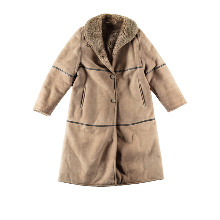 Vintage 80's Women Sheepskin Coat in BeigeMN700