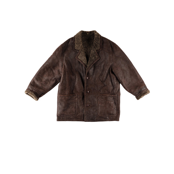 Vintage 80's Men Sheepskin Coat in BrownVN564