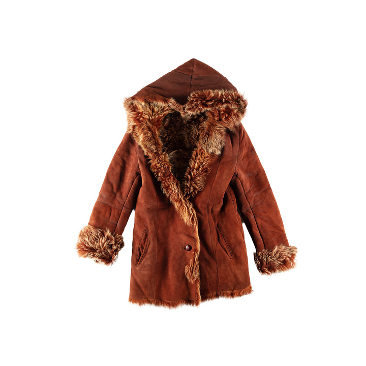 Vintage 70's Women Sheepskin Coat in BrownMN795