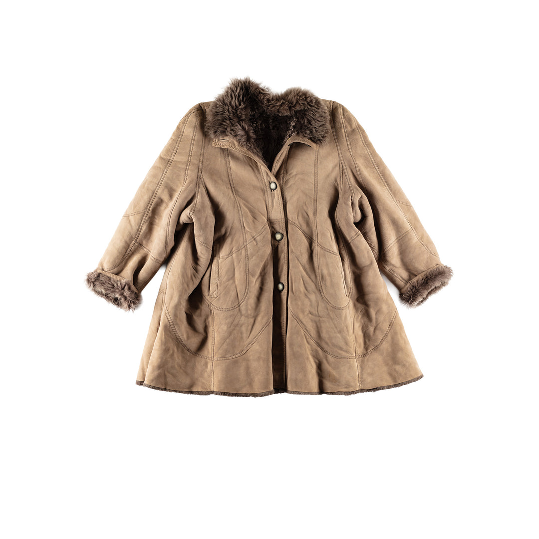 Vintage 80's Women Sheepskin Coat in BeigeMN799