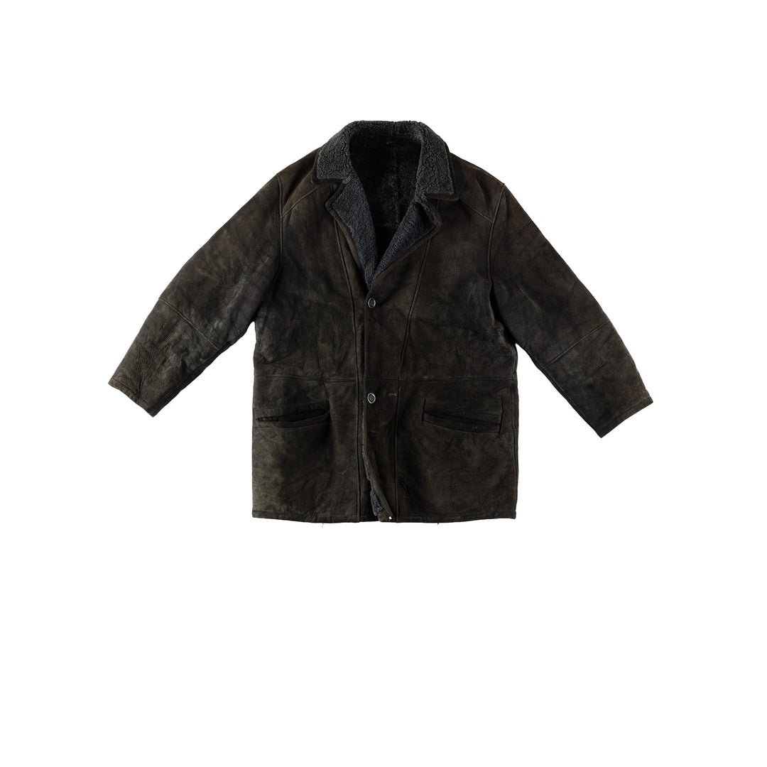 Vintage 80's Men Sheepskin Coat in BlackVN431