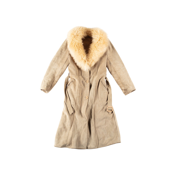 Vintage 70's Women Faux Sheepskin Coat in BeigeMN277