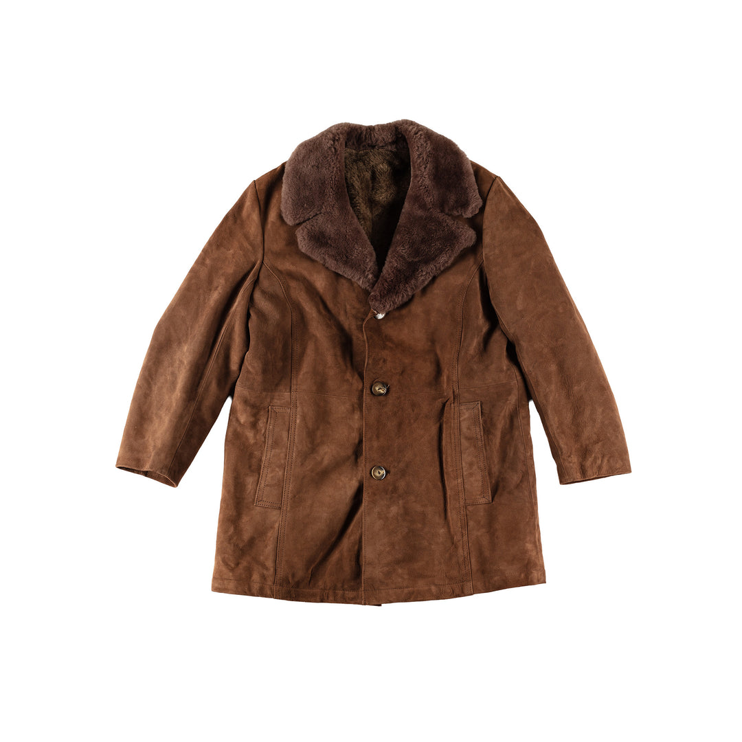 Vintage 80's Men Faux Sheepskin Coat in BrownVN535