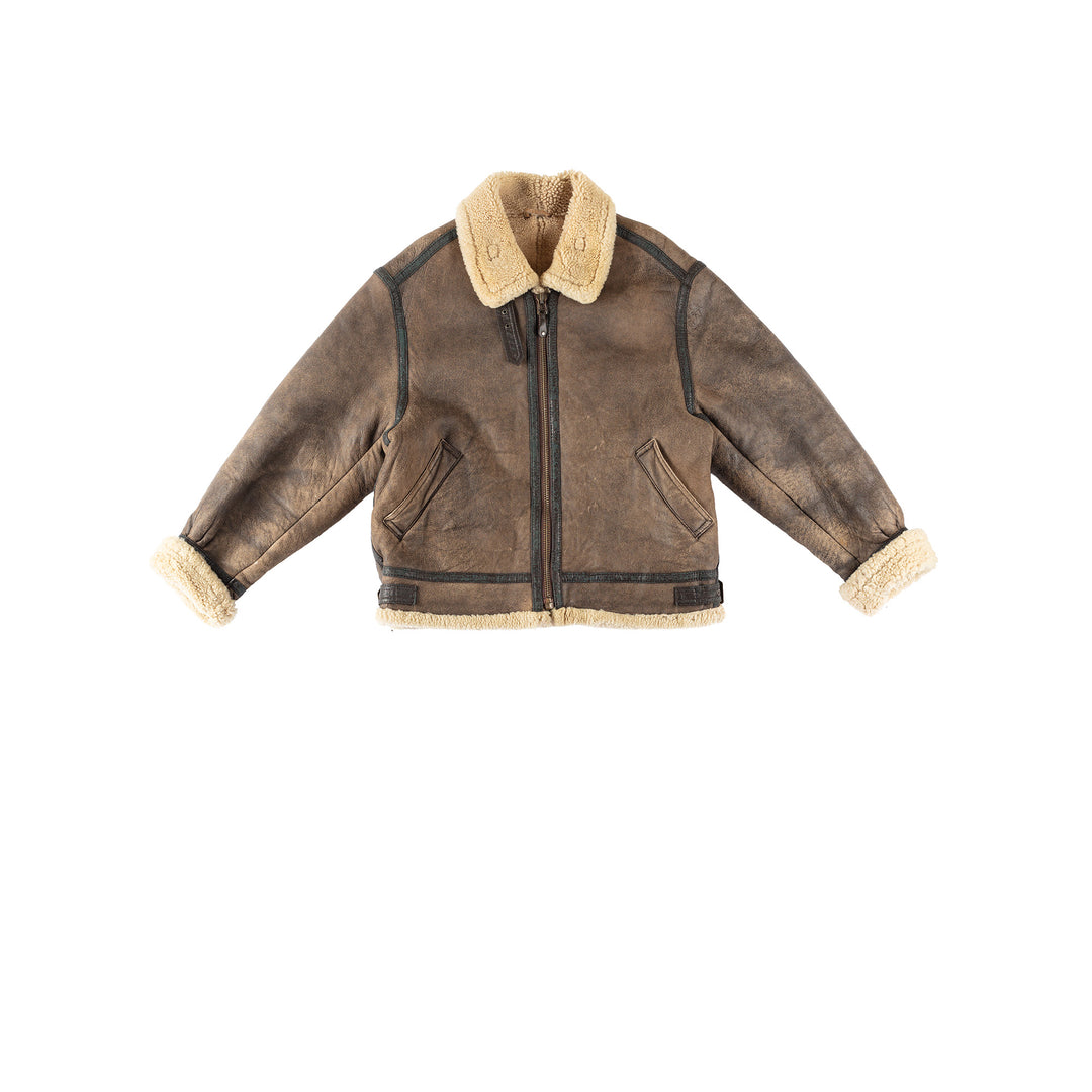 Vintage 80's Men Sheepskin Jacket in BrownVN267
