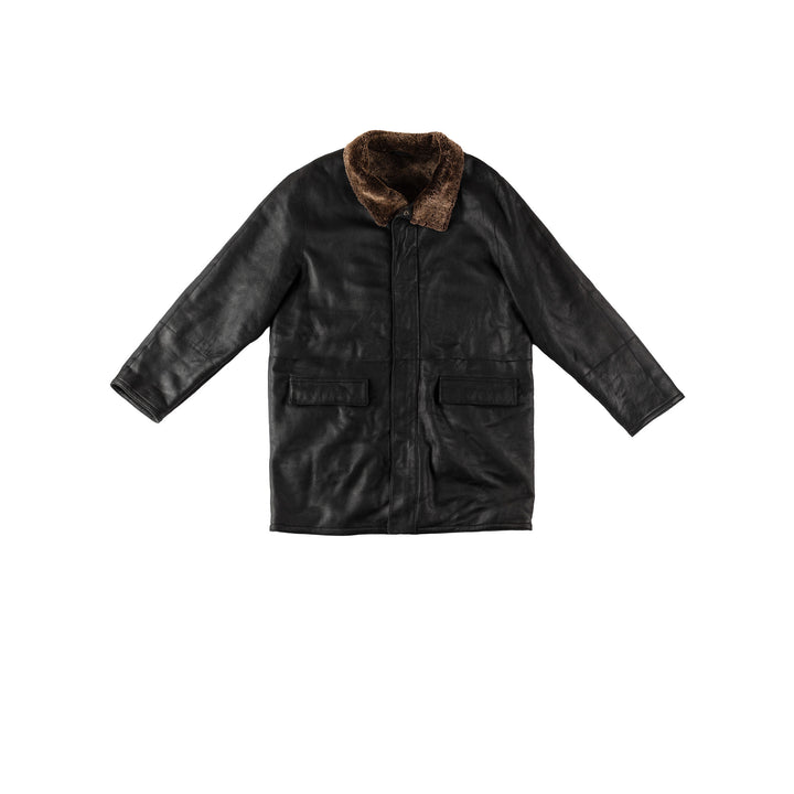 Vintage 80's Men Sheepskin Coat in BlackVN529