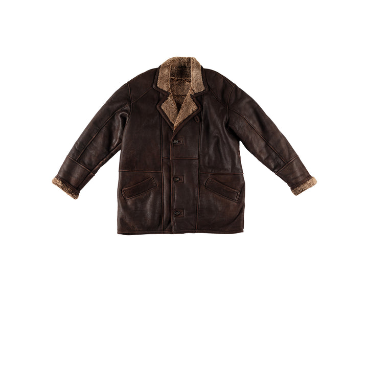 Vintage 80's Men Sheepskin Coat in BrownVN702