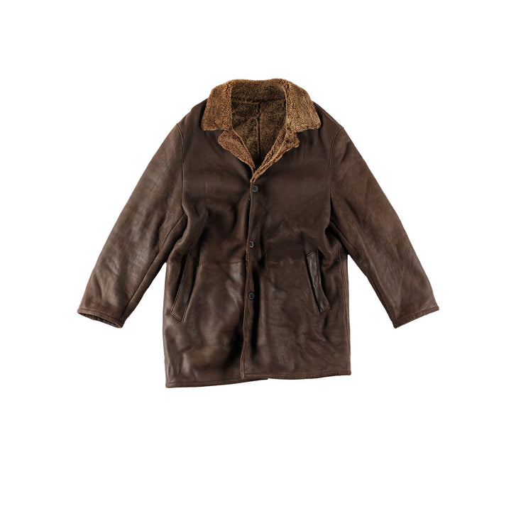Vintage 80's Men Sheepskin Coat in BrownVN649