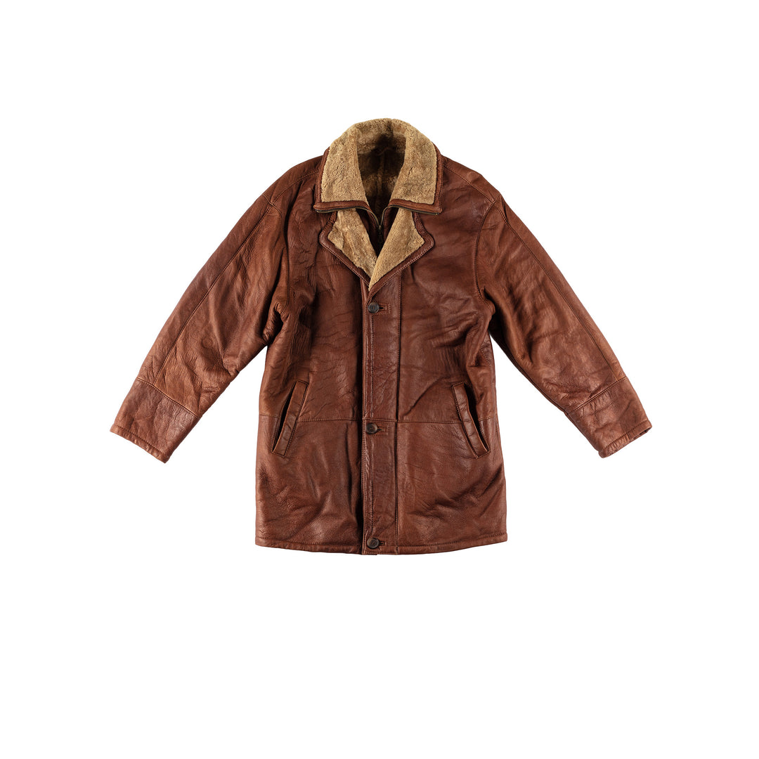 Vintage 80's Men Sheepskin Coat in BrownVN578