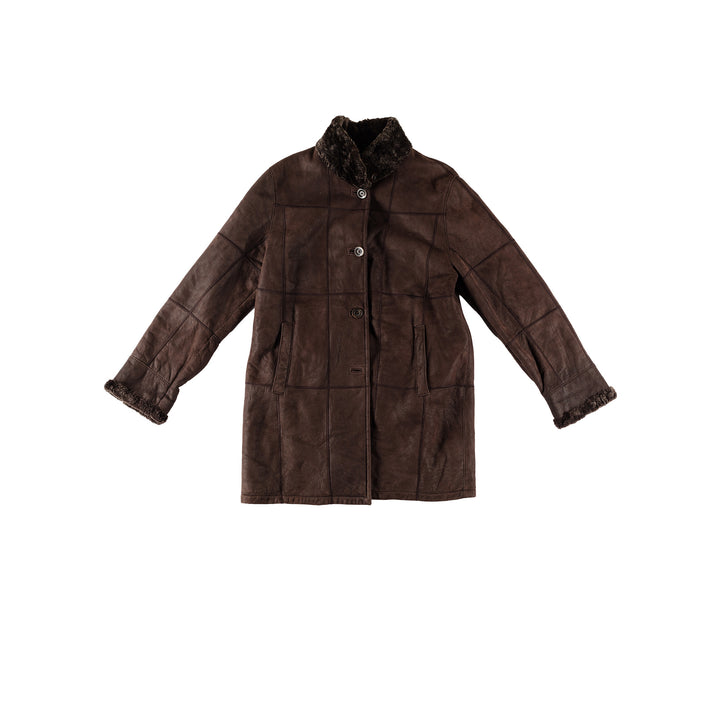 Vintage 80's Women Sheepskin Coat in BrownMN601