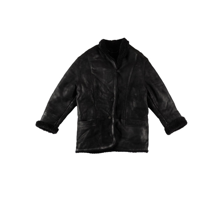 Vintage 80's Women Sheepskin Coat in BlackMN614