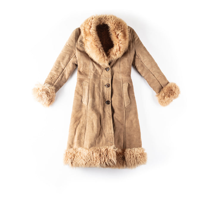 Vintage 70's Women Sheepskin Coat in BeigeMN296