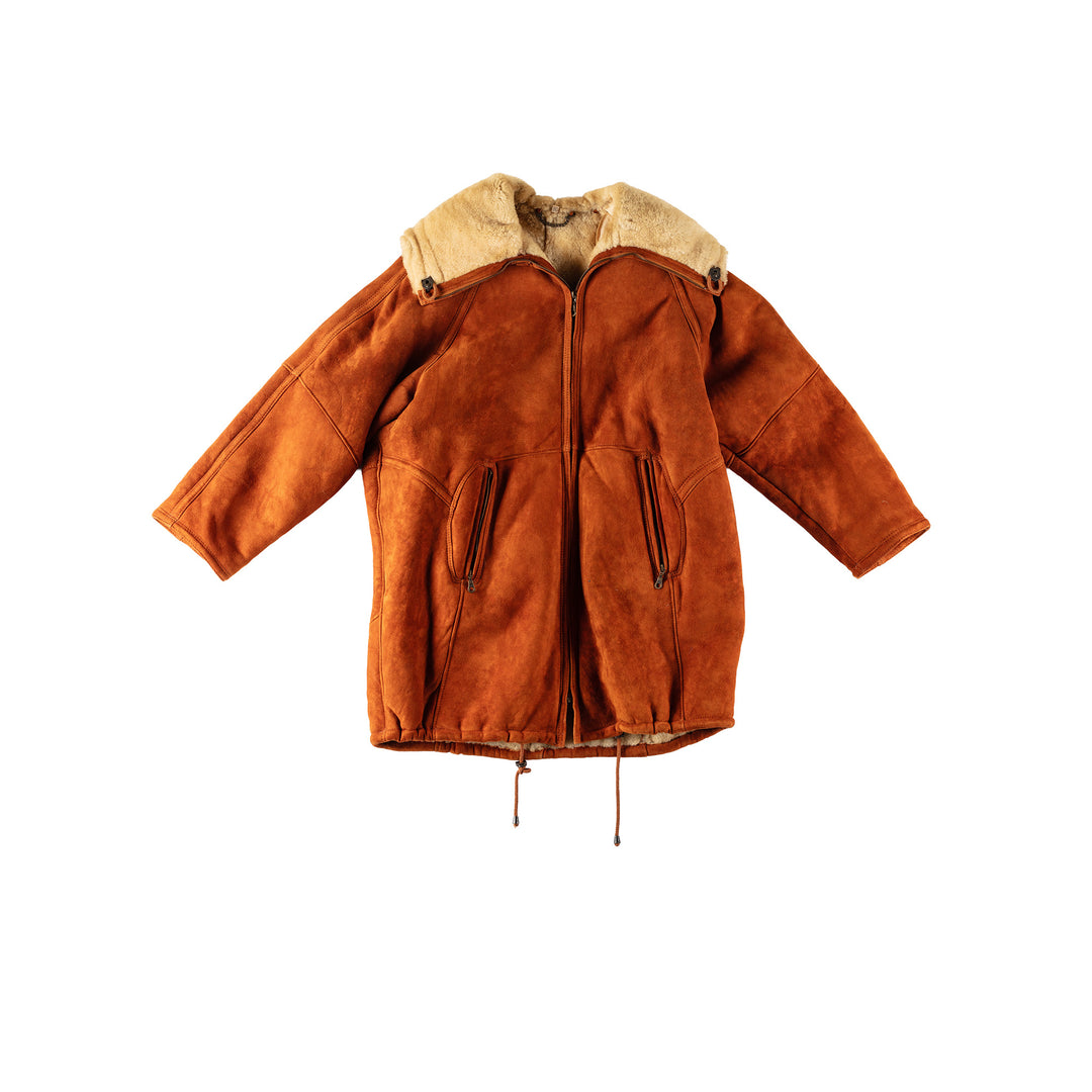 Vintage 80's Men Sheepskin Coat in OrangeVN427
