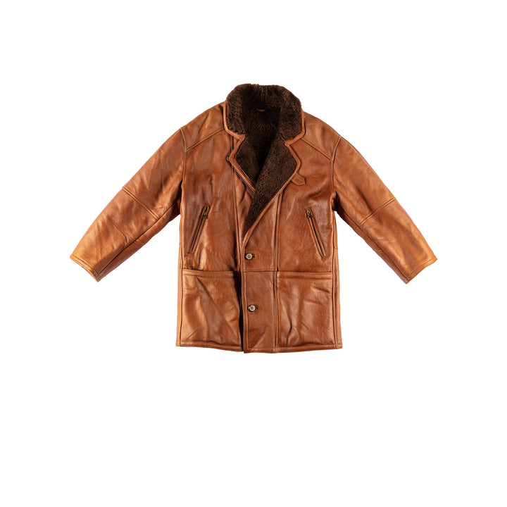 Vintage 80's Men Sheepskin Coat in BrownVN595