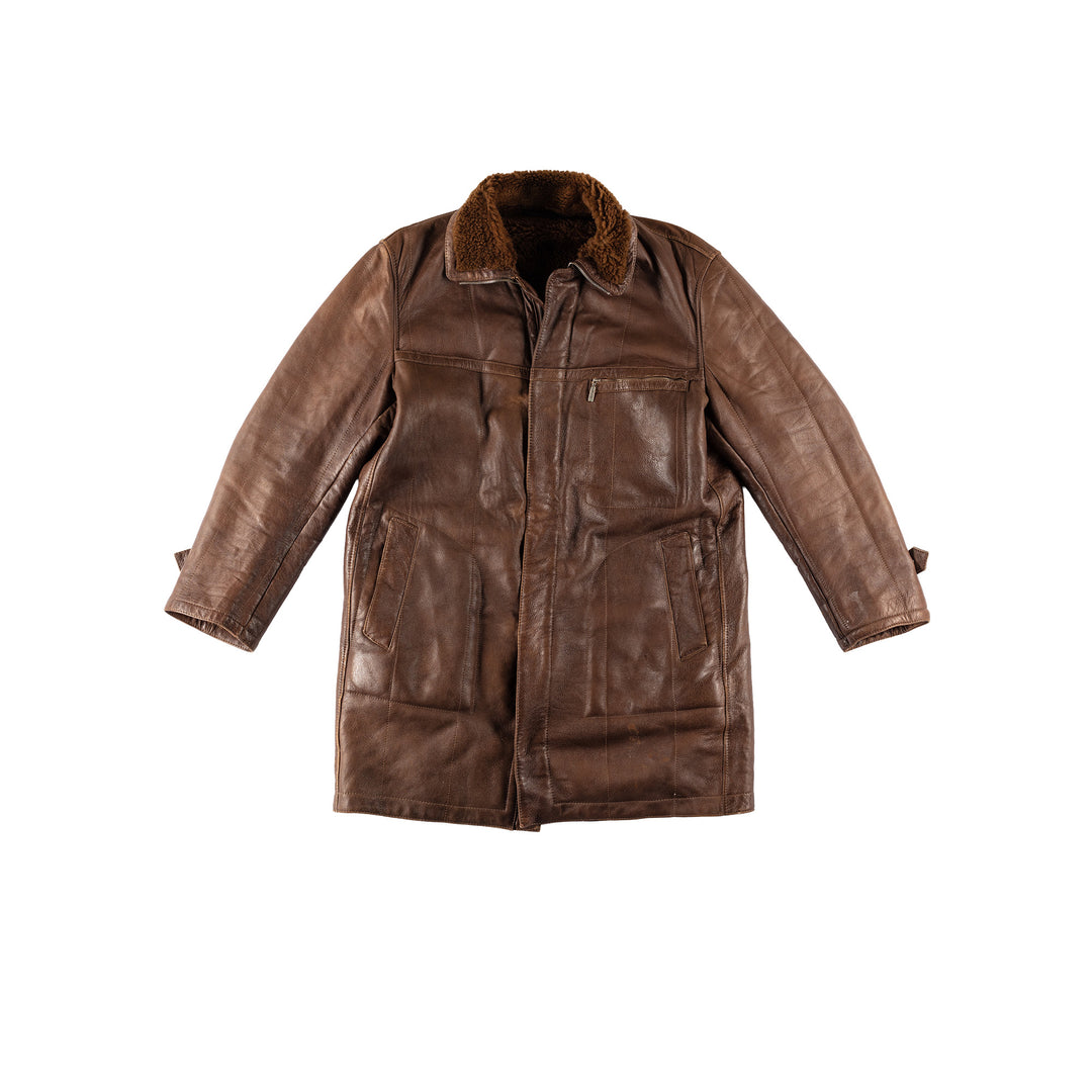 Vintage 80's Men Sheepskin Coat in BrownVN573