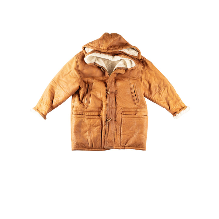 Vintage 80's Men Sheepskin Coat in BrownVN331