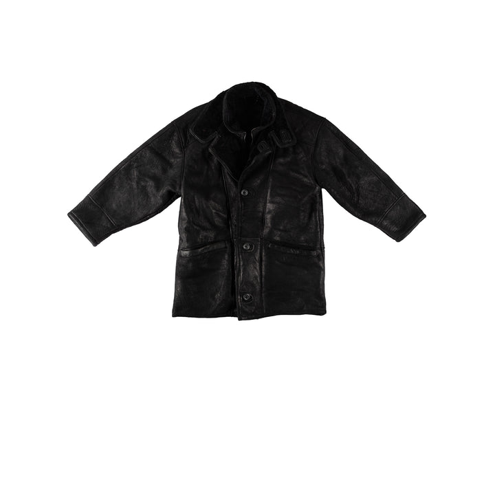 Vintage 80's Men Sheepskin Coat in BlackVN556