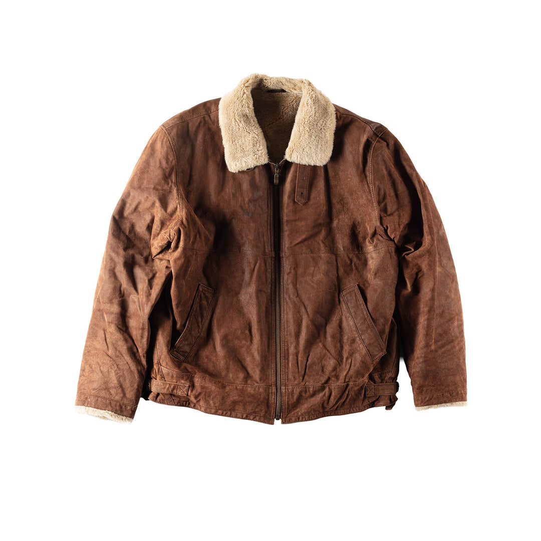 Vintage 80's Men Faux Sheepskin Jacket in Brown